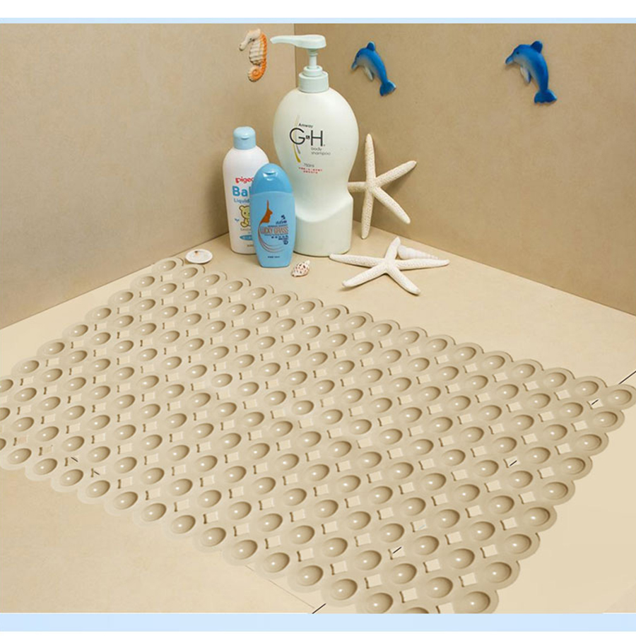 PVC Ellipse Footprint Anti-Slip Bath Mats With Suction Cup