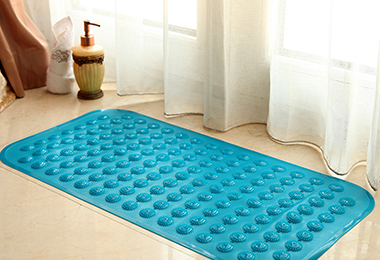 PVC Rectangle Footprint Anti-Slip Bath Mats With Suction Cup